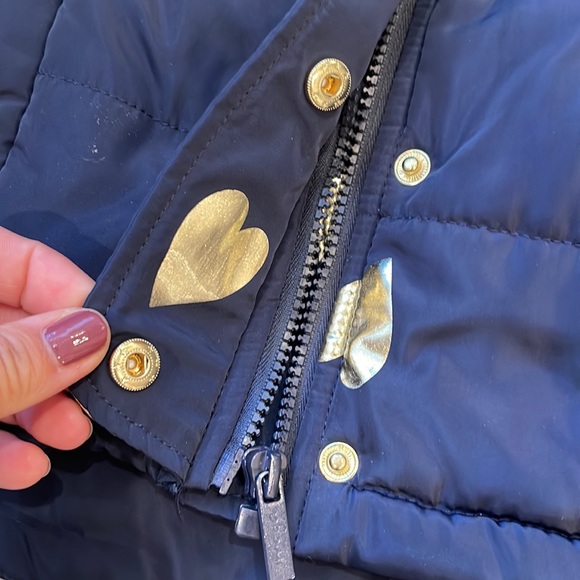 Adorable Gold Foil Heart Imoga Navy Puffer Vest with elastic waist 💙 size 4 - Picture 2 of 10